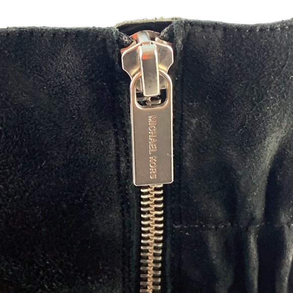 MICHAEL Michael Kors Dolores Suede Block Heel Chain Accent Bootie - Picture 5 of 12